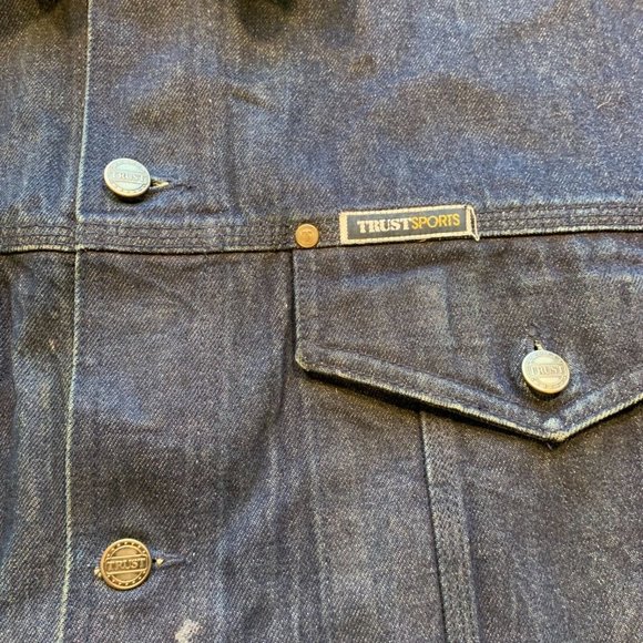 Trust Sports USA Jean‎ Denim Jacket Flap Pockets Dark Wash Cowboy Western XL EUC - Picture 5 of 12